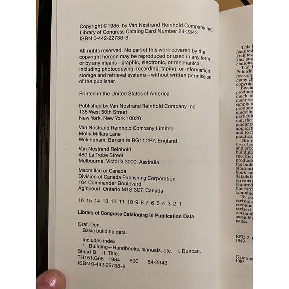 Basic Building Data by Don Graf 3rd Edition. H/C Dust Jacket. 1985 - Picture 2 of 4
